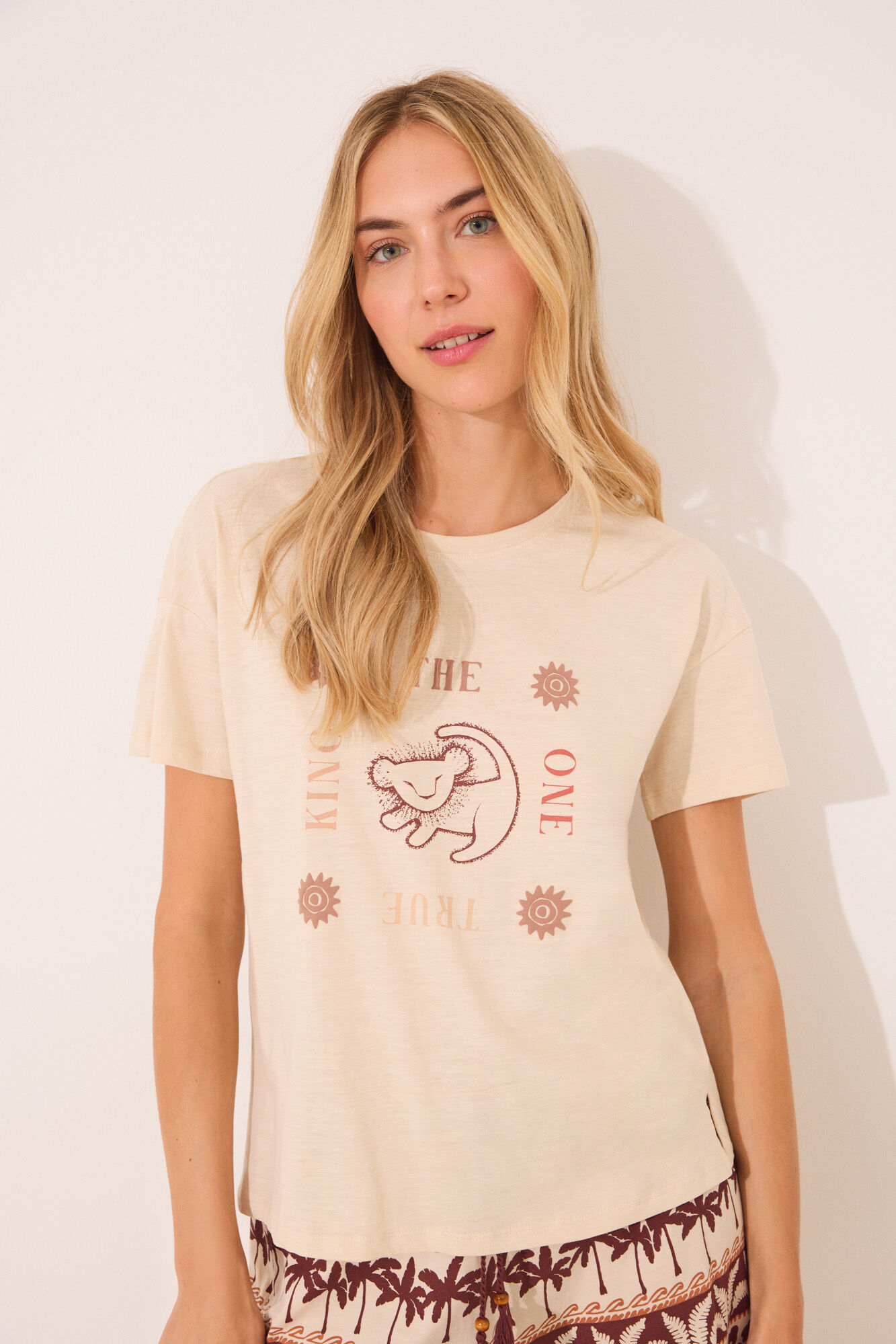 Women'secret Pijama corta 100% algod&oacute;n con estampado del Rey Le&oacute;n