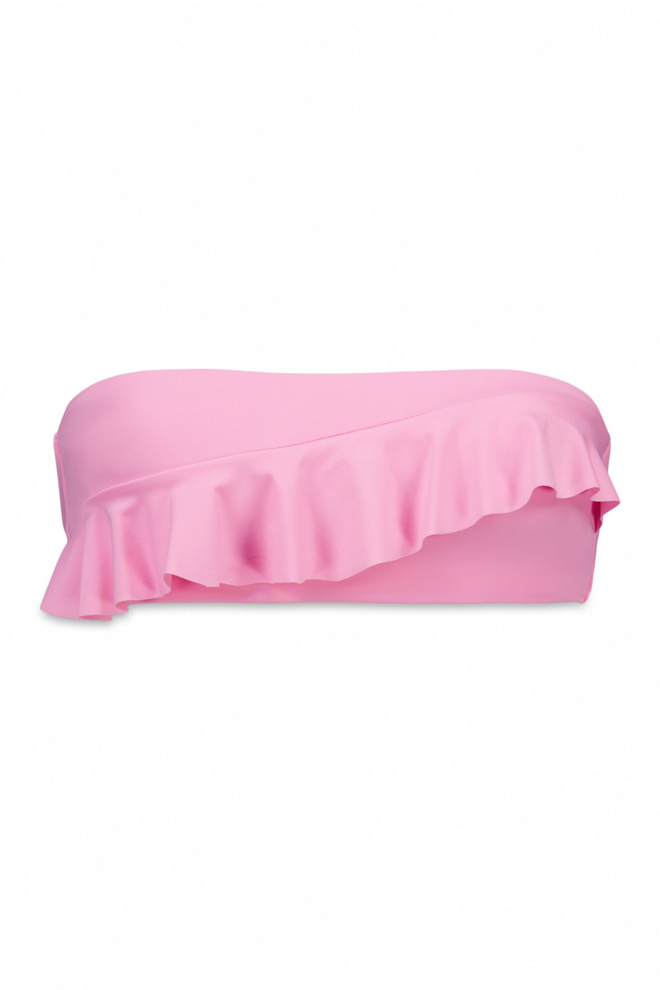 Women'secret Top bikini bandeau con relleno y volantes rosa rosa