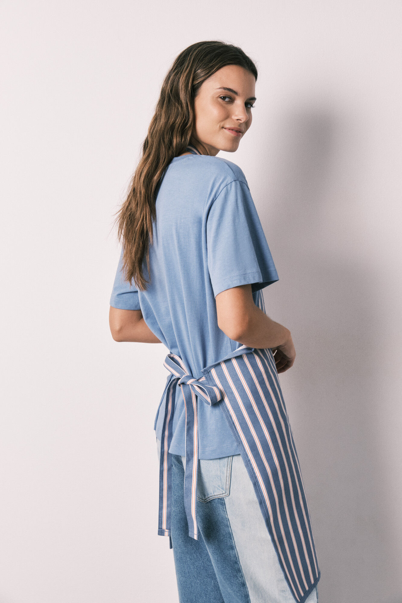 Women'secret Delantal de algod&oacute;n estampado de rayas azul