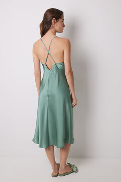Womensecret Camisón midi satén verde verde