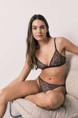 Women'secret Panty brasile&ntilde;o estampado de tul granate estampado
