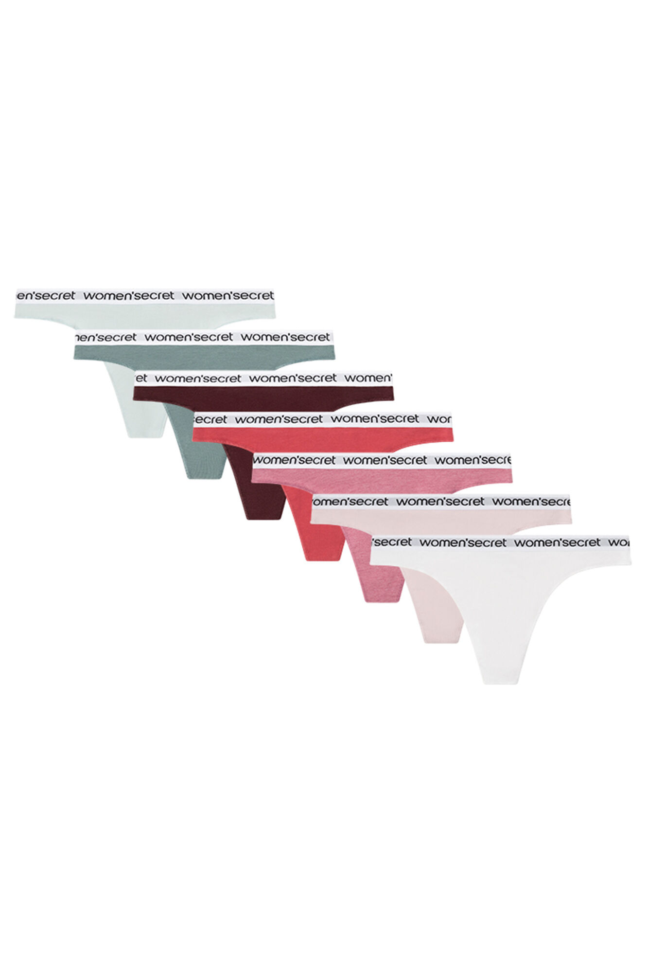 Women'secret Pack 7 tangas algod&oacute;n logo blanco