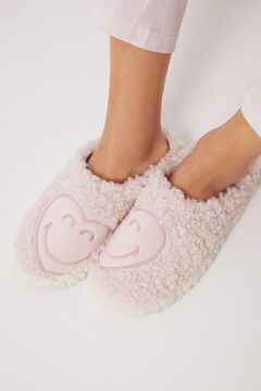 Womensecret Pantufla borreguito Smiley rosa
