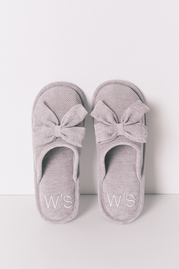 Women'secret Pantuflas para casa cerradas de chenilla gris gris