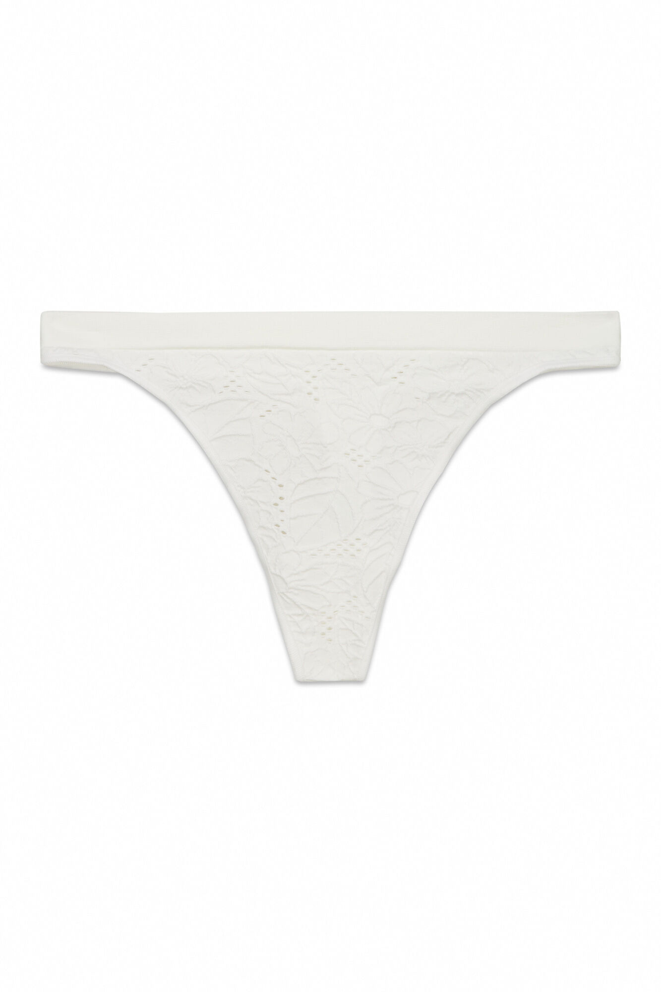 HI&BYE Tanga sin costuras floral blanca marfil