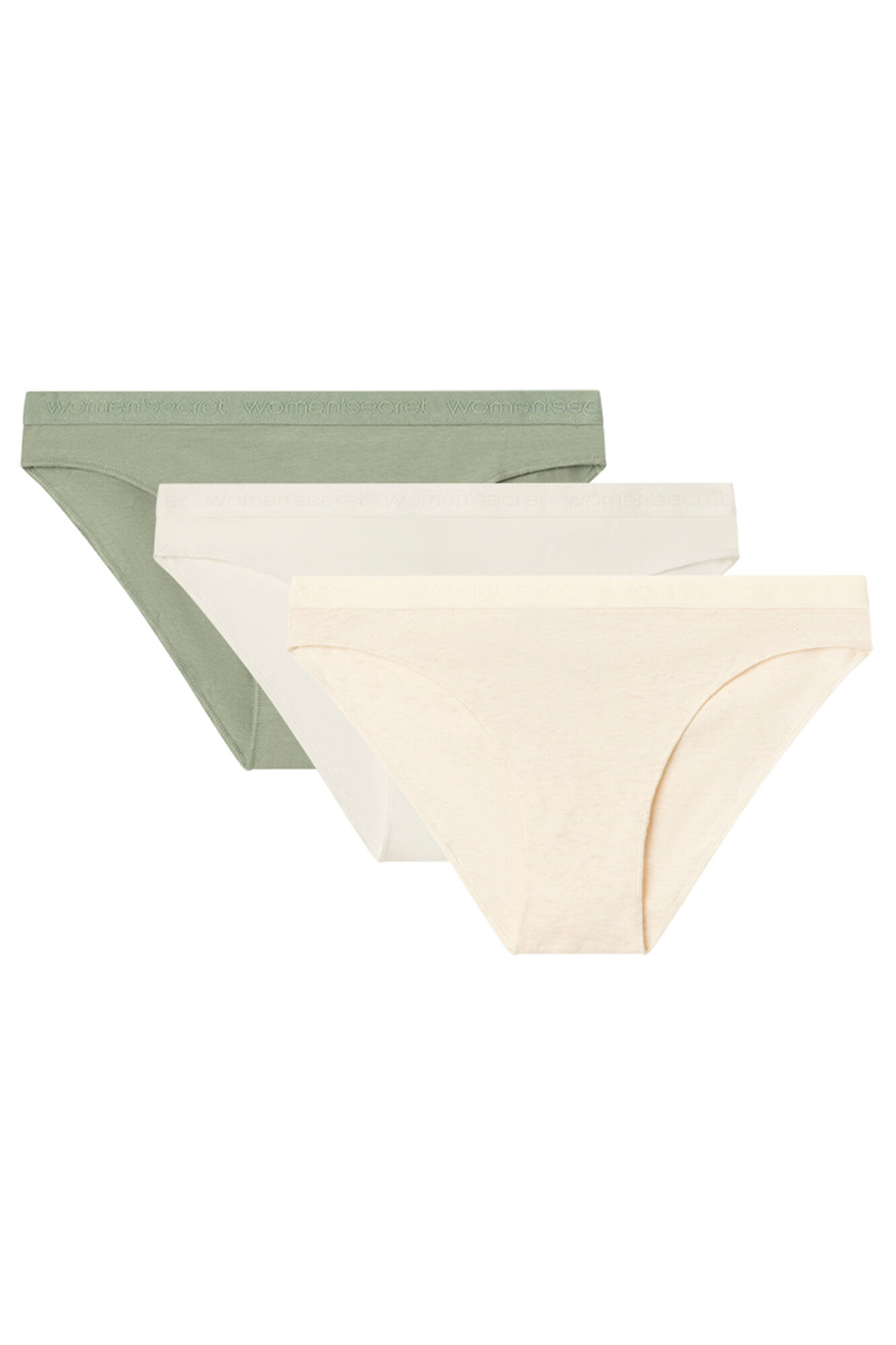 Women'secret Pack 3 panties cl&aacute;sicos algod&oacute;n logo blanco