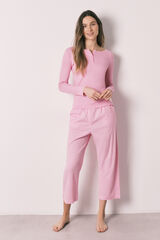 Women'secret Pijama larga estampado vichy de algod&oacute;n rosa rosa