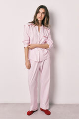 Women'secret Pijama larga cuello mao de algod&oacute;n rosa