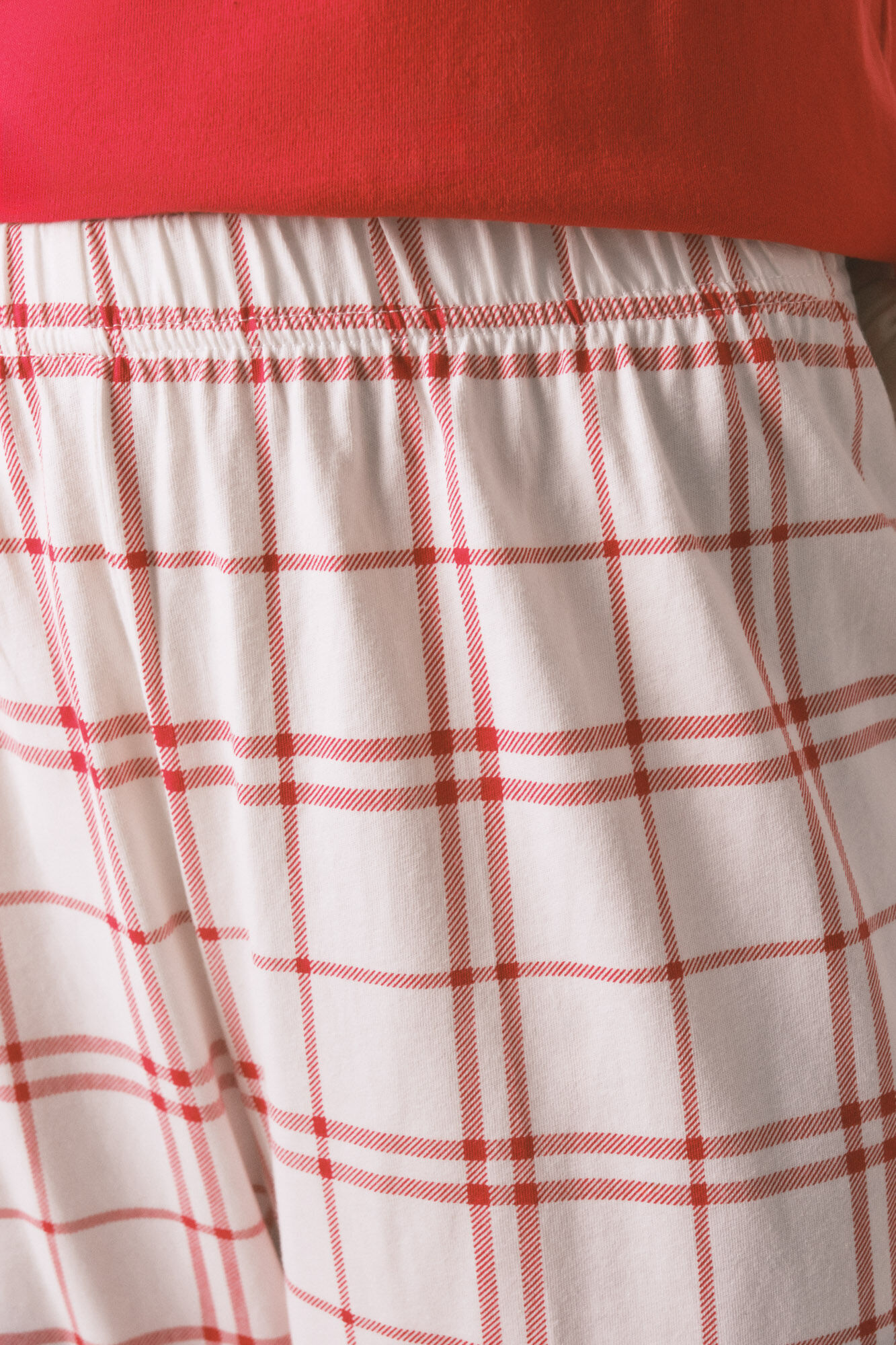 Women'secret Pijama larga 100% algod&oacute;n cuadros rojo Snoopy rojo