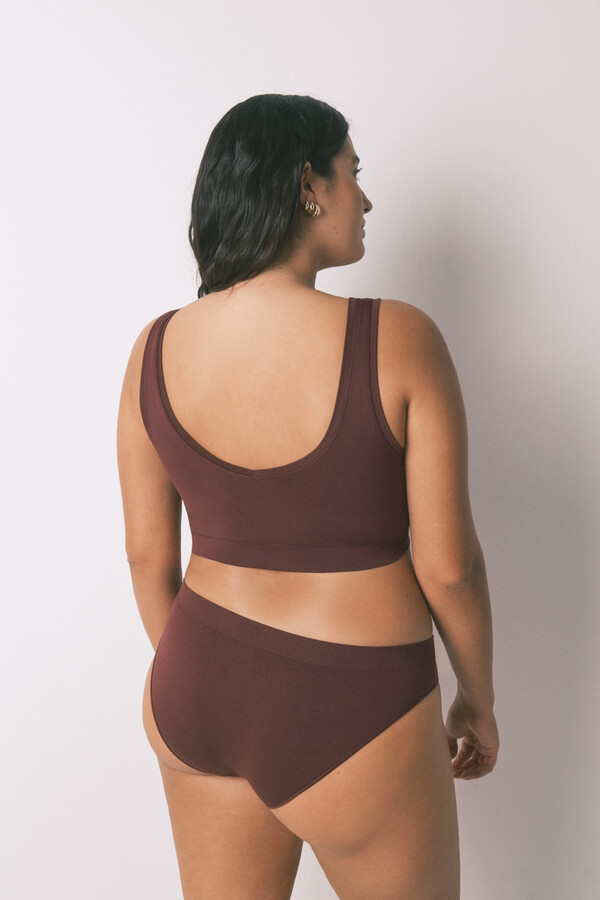 Women'secret LOVELY top reversible sin costuras en color granate púrpura