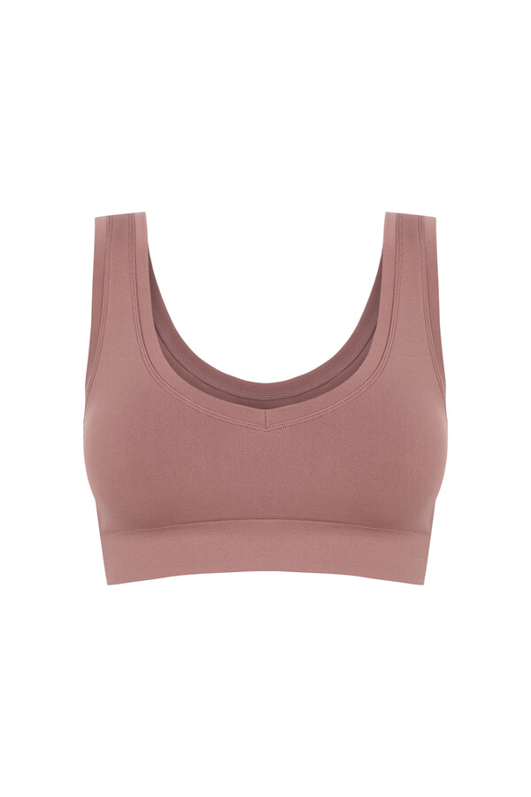 Women'secret LOVELY top reversible sin costuras en color marrón café