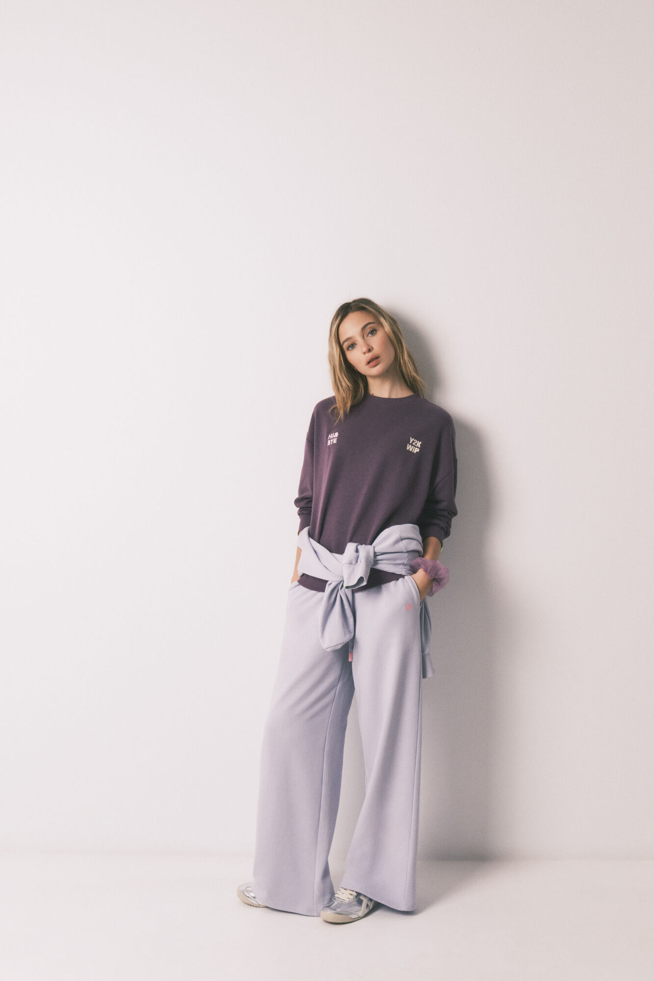 HI&BYE Sudadera afelpada de algod&oacute;n morada morado/lila