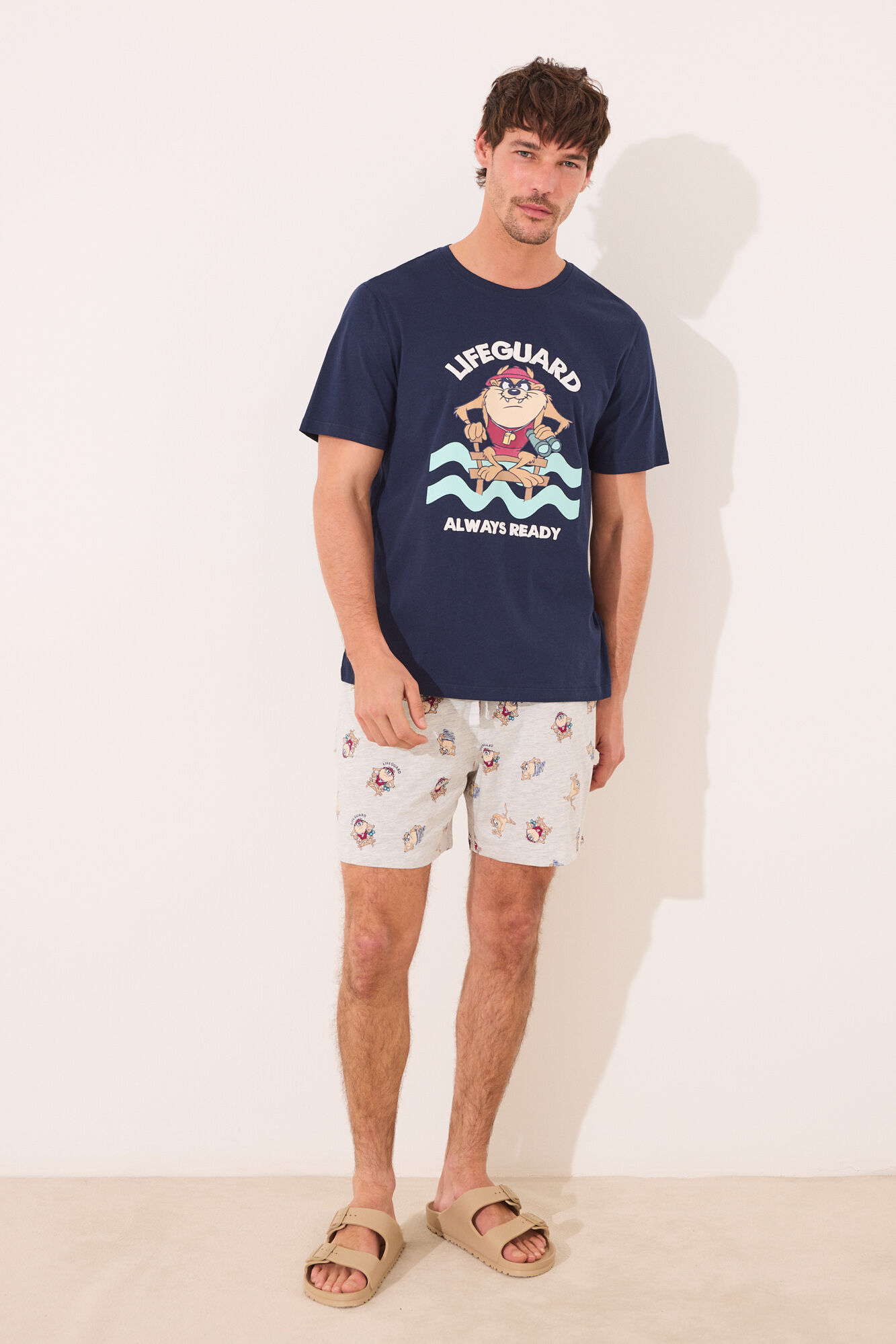 Women'secret Pijama short de algod&oacute;n azul Taz azul