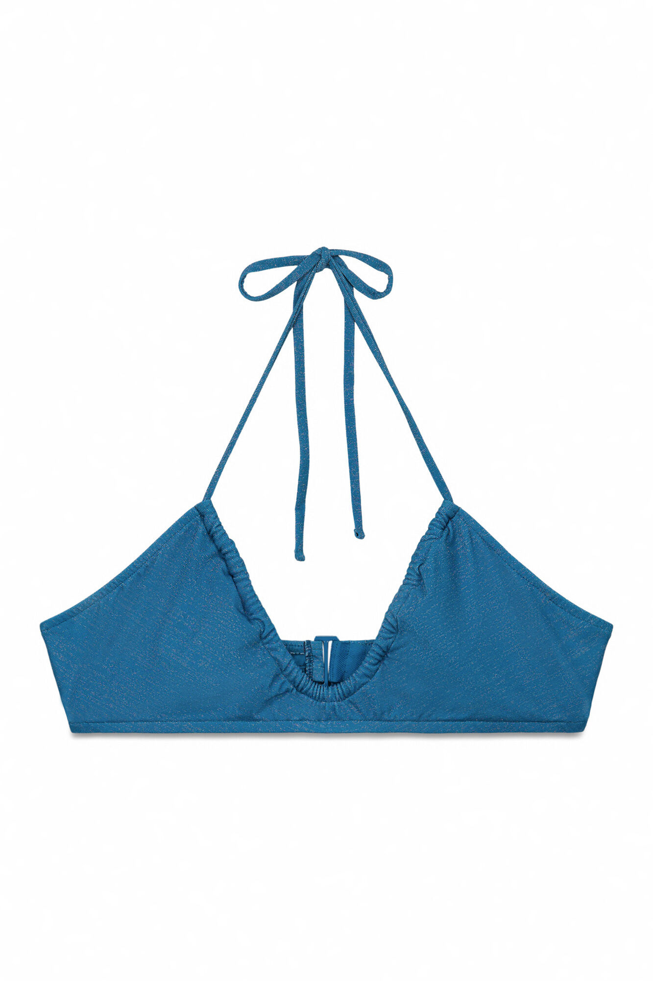 Women'secret Top bikini fruncido azul brillo azul