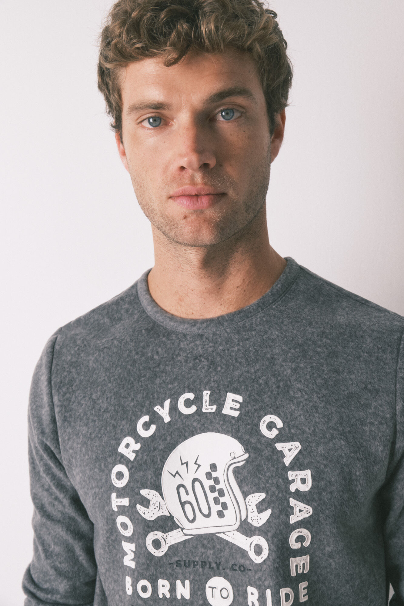 Women'secret Pijama larga de forro polar para hombre "Motocicleta" gris