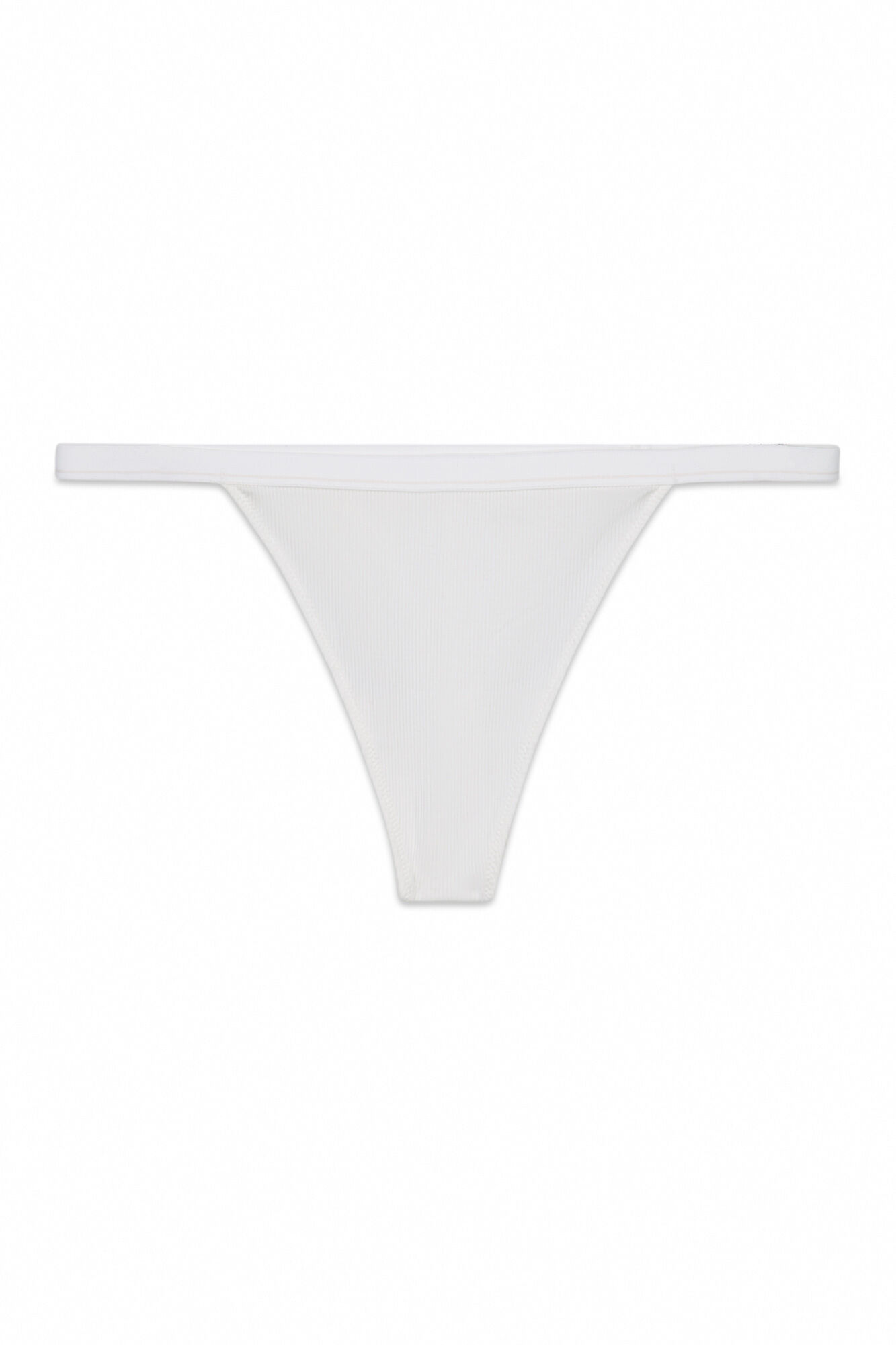 Women'secret Tanga de tiras de algod&oacute;n acanalado blanca marfil