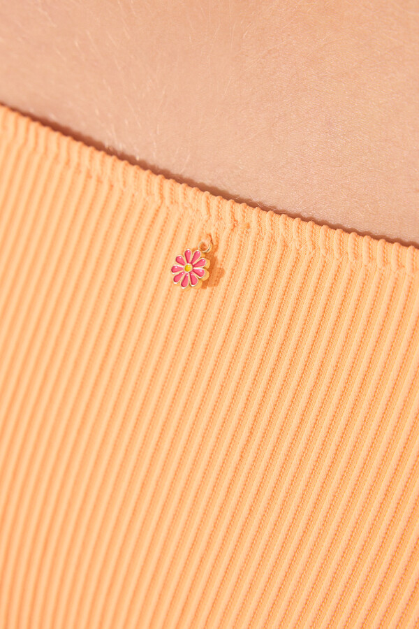 Women'secret Panty de bikini clásica de canalé naranja naranja