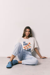 Women'secret Pantal&oacute;n carrot 100% algod&oacute;n estampado de rayas estampado