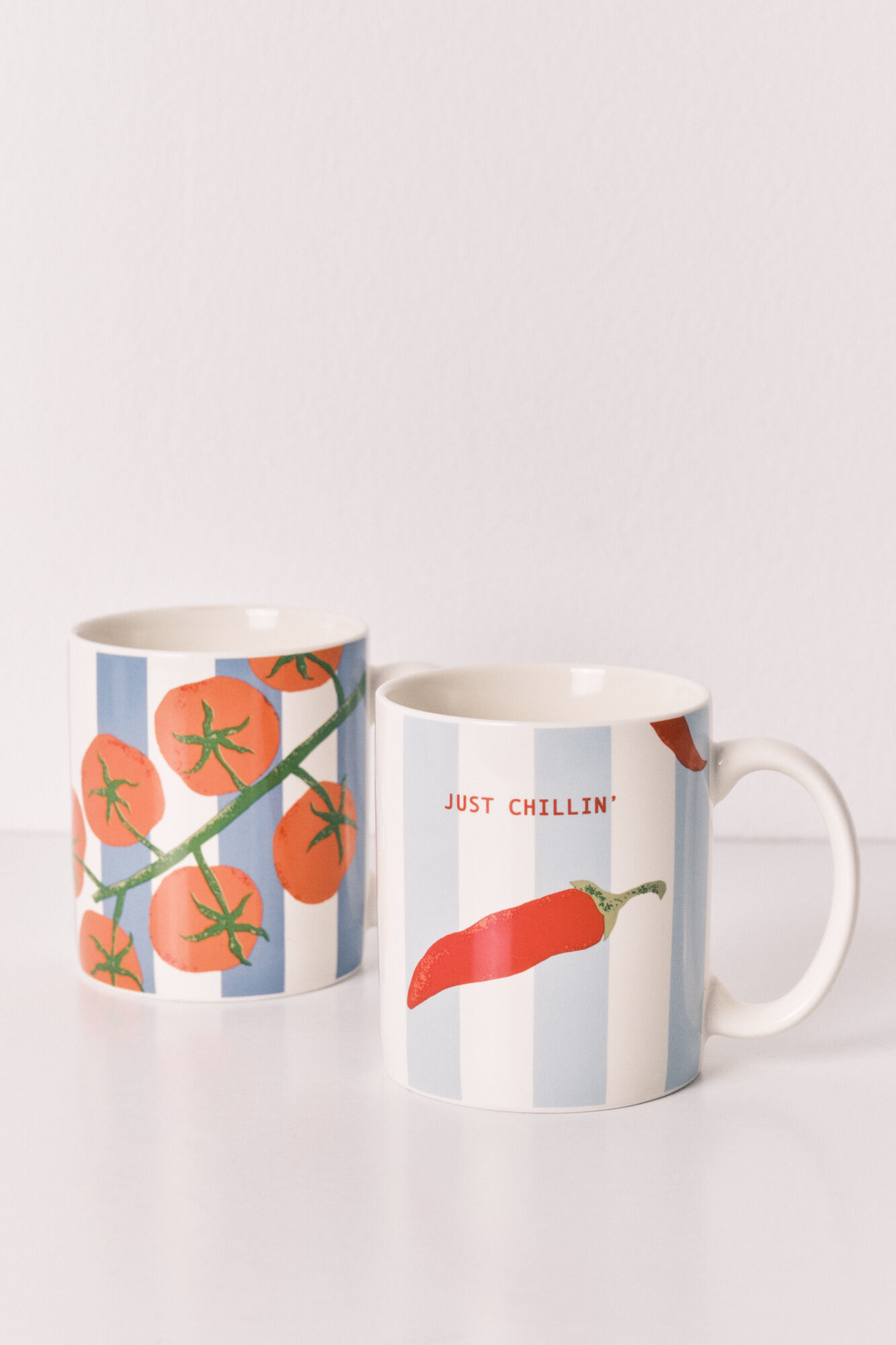 Women'secret Pack 2 tazas estampado de rayas, chiles y tomates