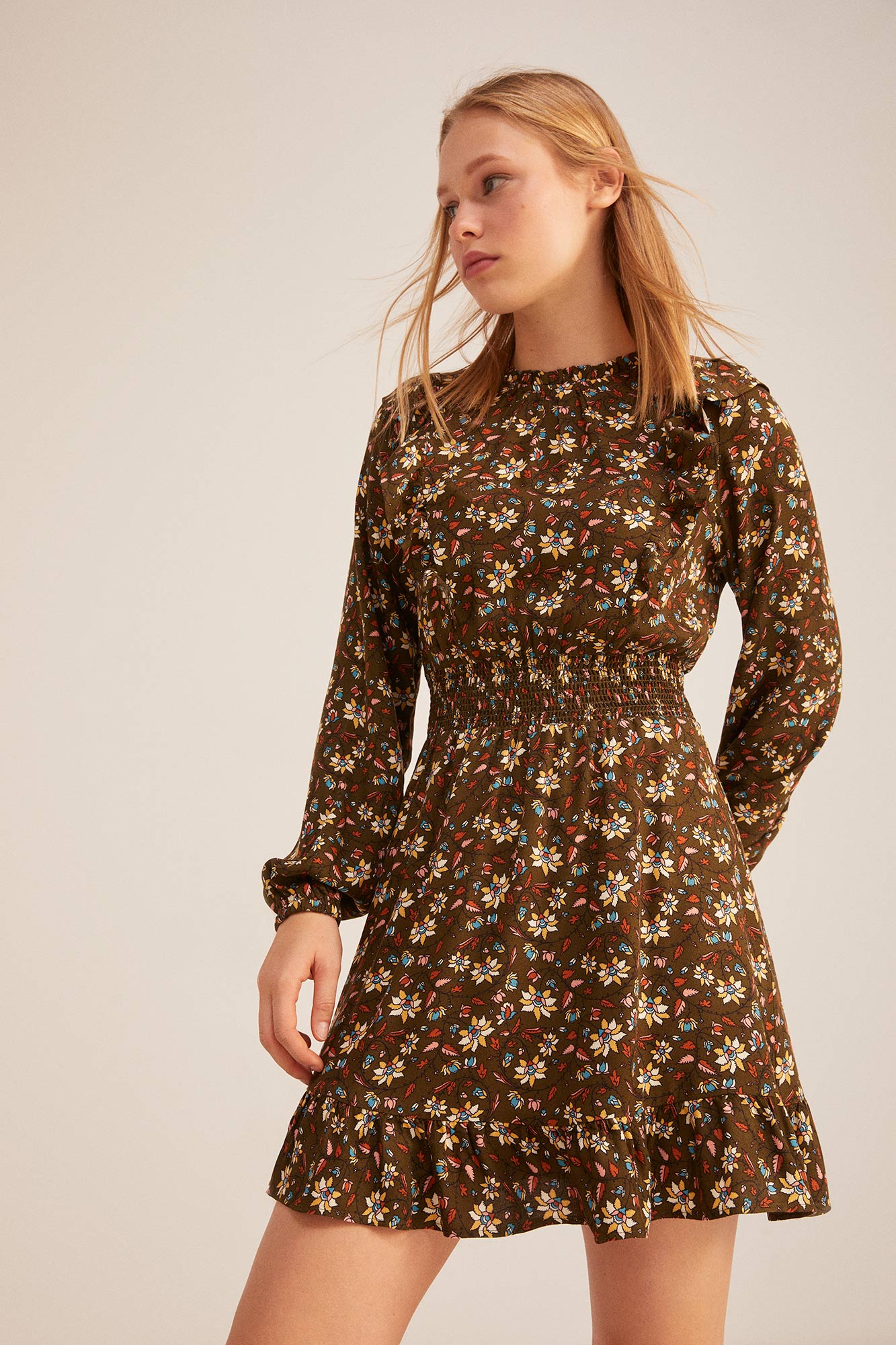 Vestido Casual Springfield Para Mujer - Diseño Mini Con Cuello V, Marca De Calidad