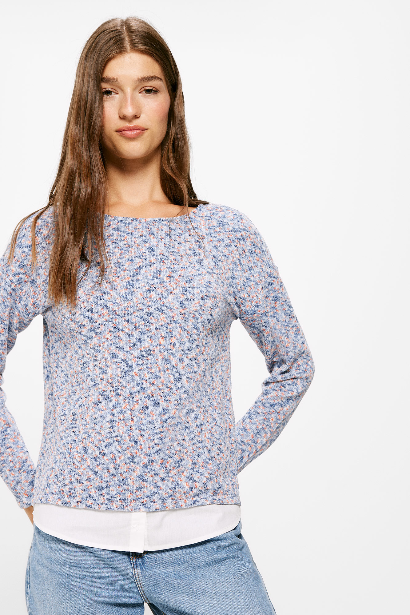 Springfield Canottiera Bimateria AOP Donna - Blu Navy, Taglia M - Morbida E Combinabile