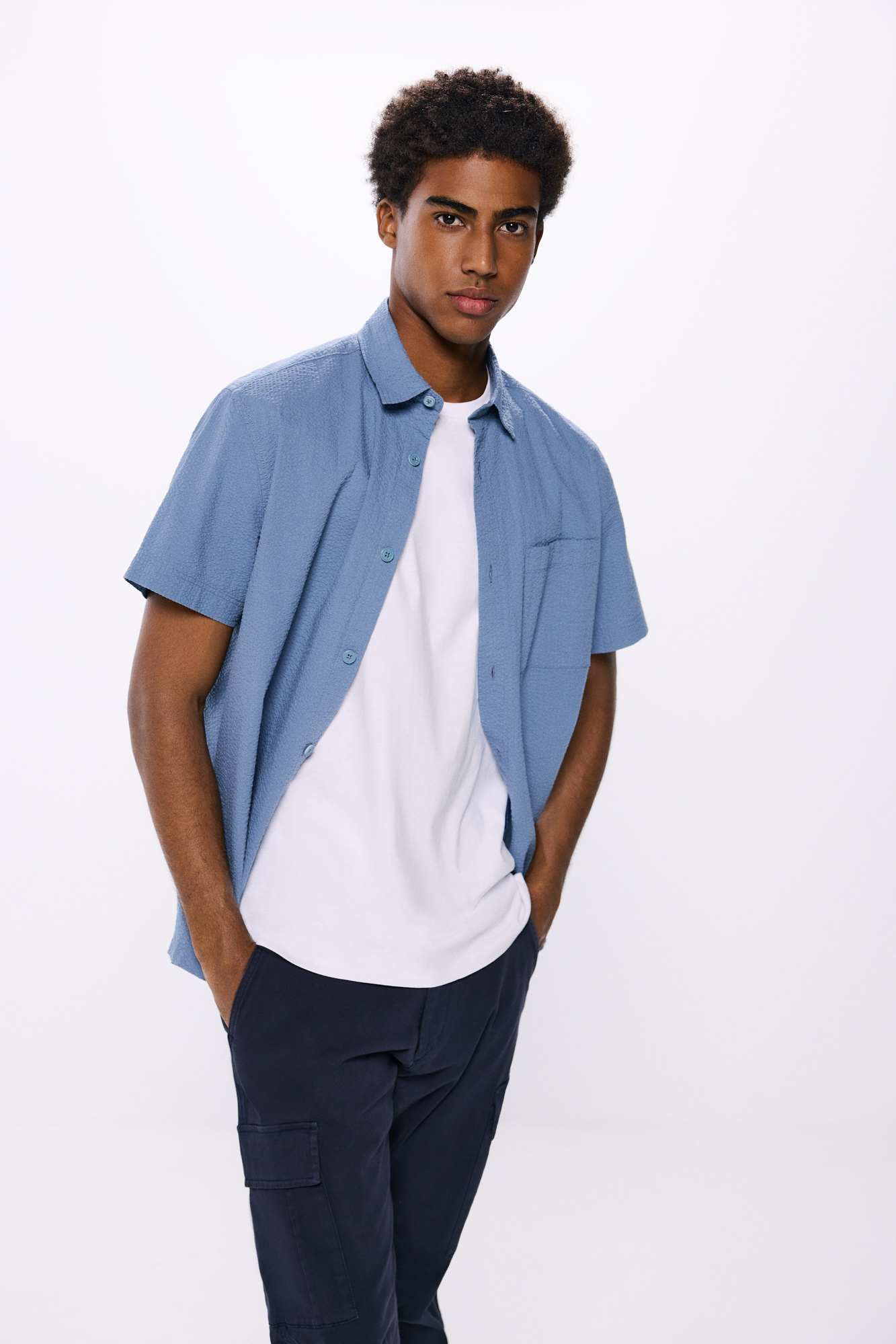 Chemise Homme Springfield Seersucker – Rayures, Manches Longues, Tissu Respirant