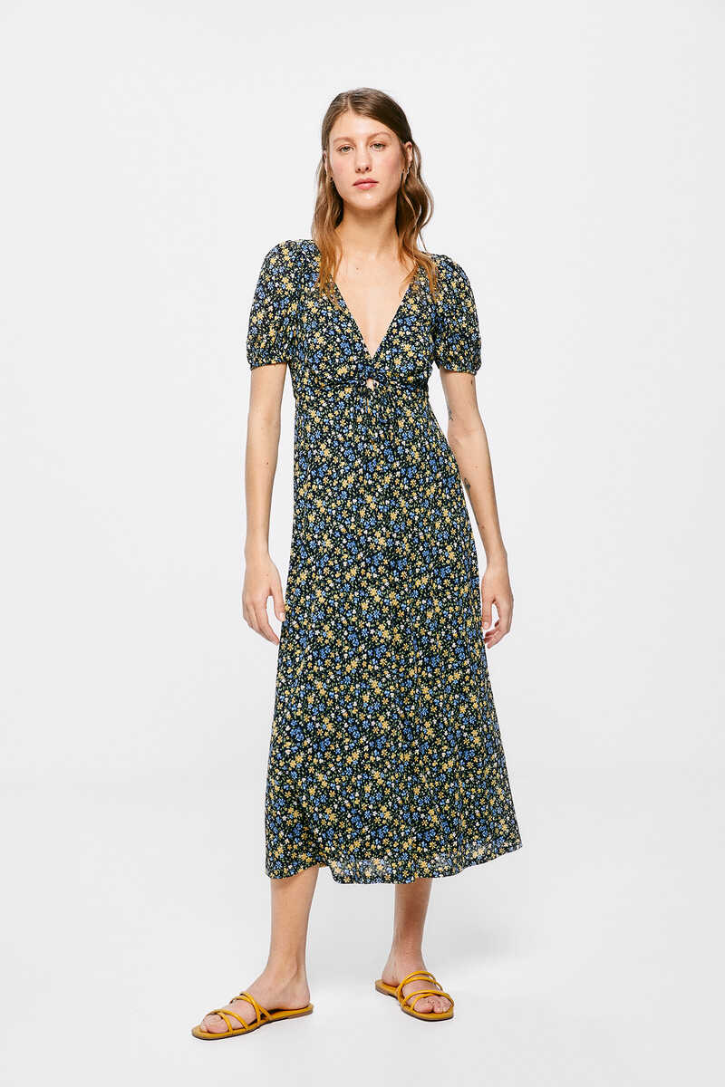Vestido Midi Abertura Escote Vestidos Para Mujer Springfield MX