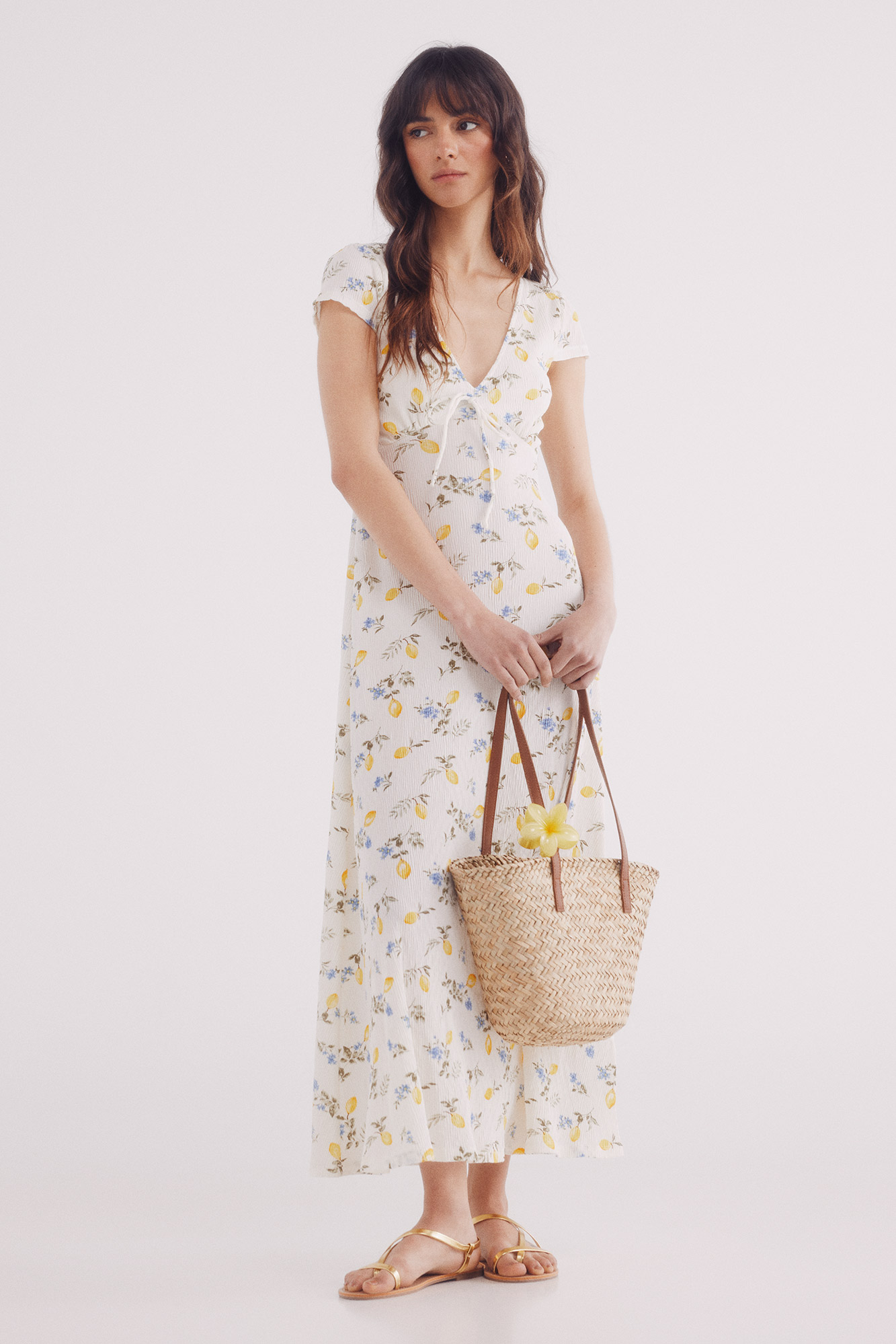 Vestido midi estampado limones | Vestidos para mujer | Springfield-MX