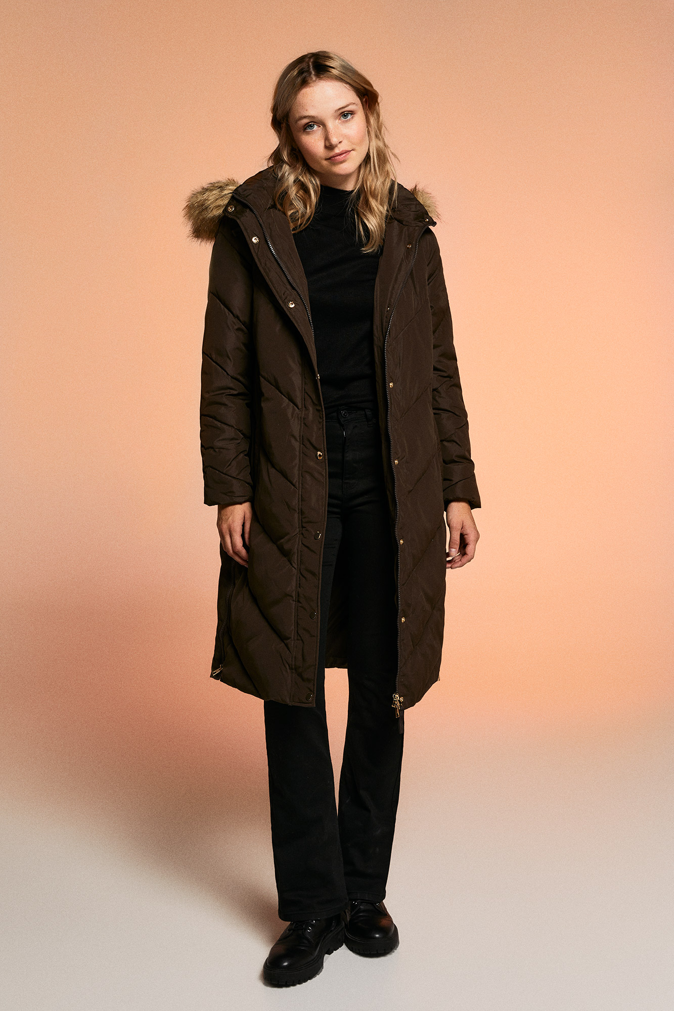 Parka Spring Only Springfield Abrigo Plumas Largo Repelente Al