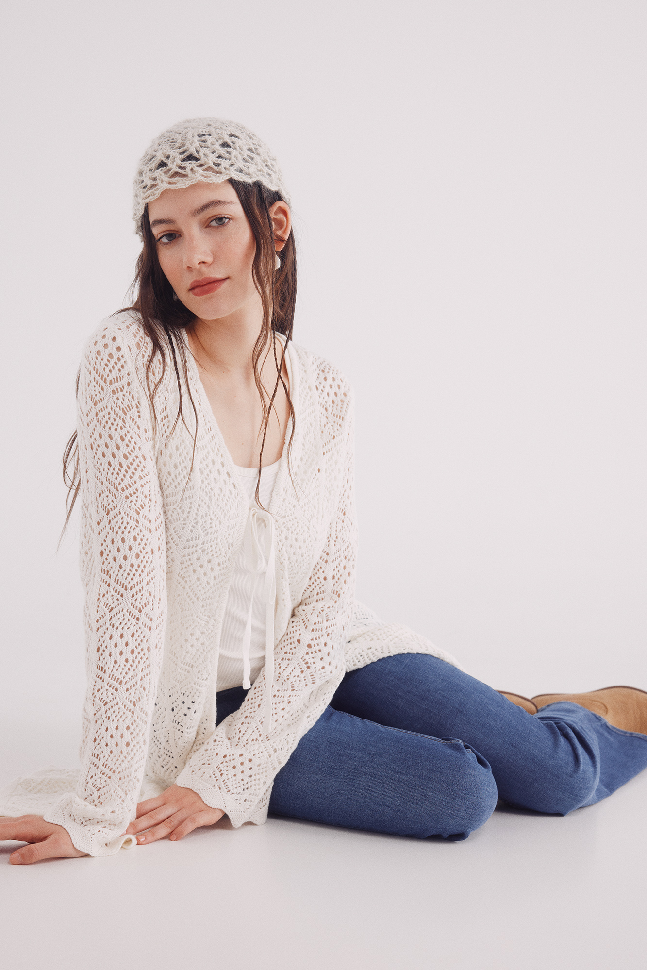 Springfield Damen Pointelle Strickjacke - Mit Knöpfen Vorne