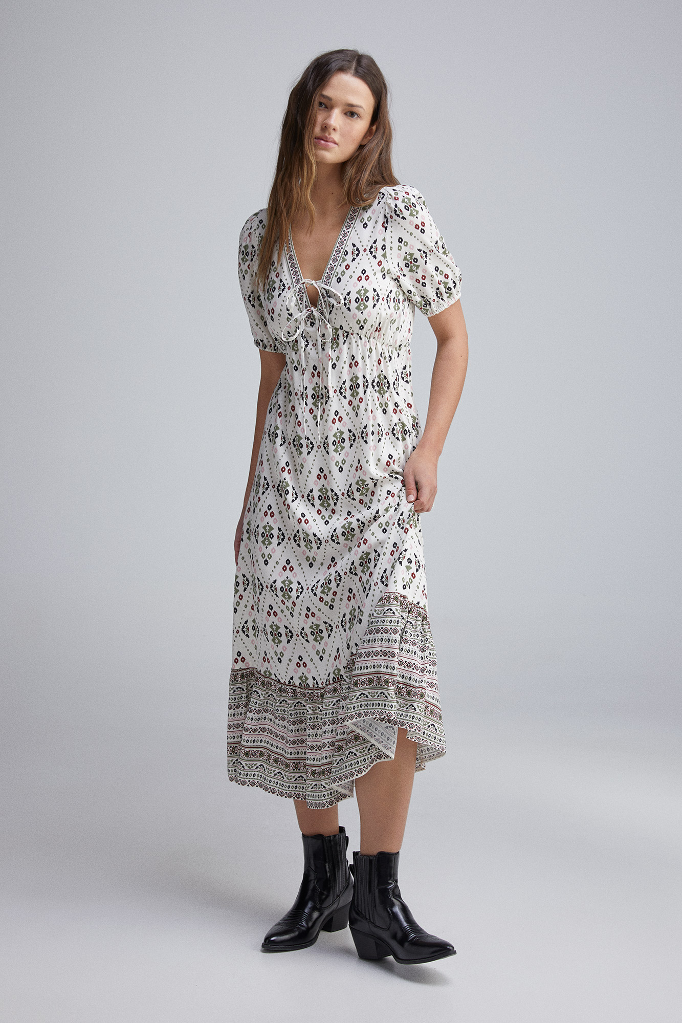 Vestido Midi Springfield Mujer Online Vestido Midi Punto Combinado