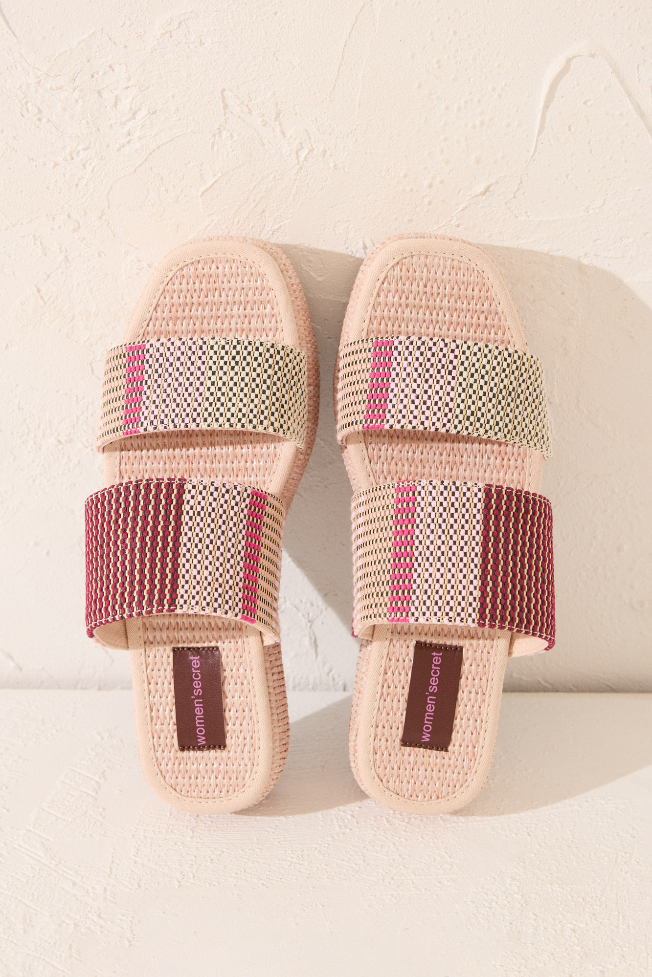 Chanclas de plataforma de rafia multicolor