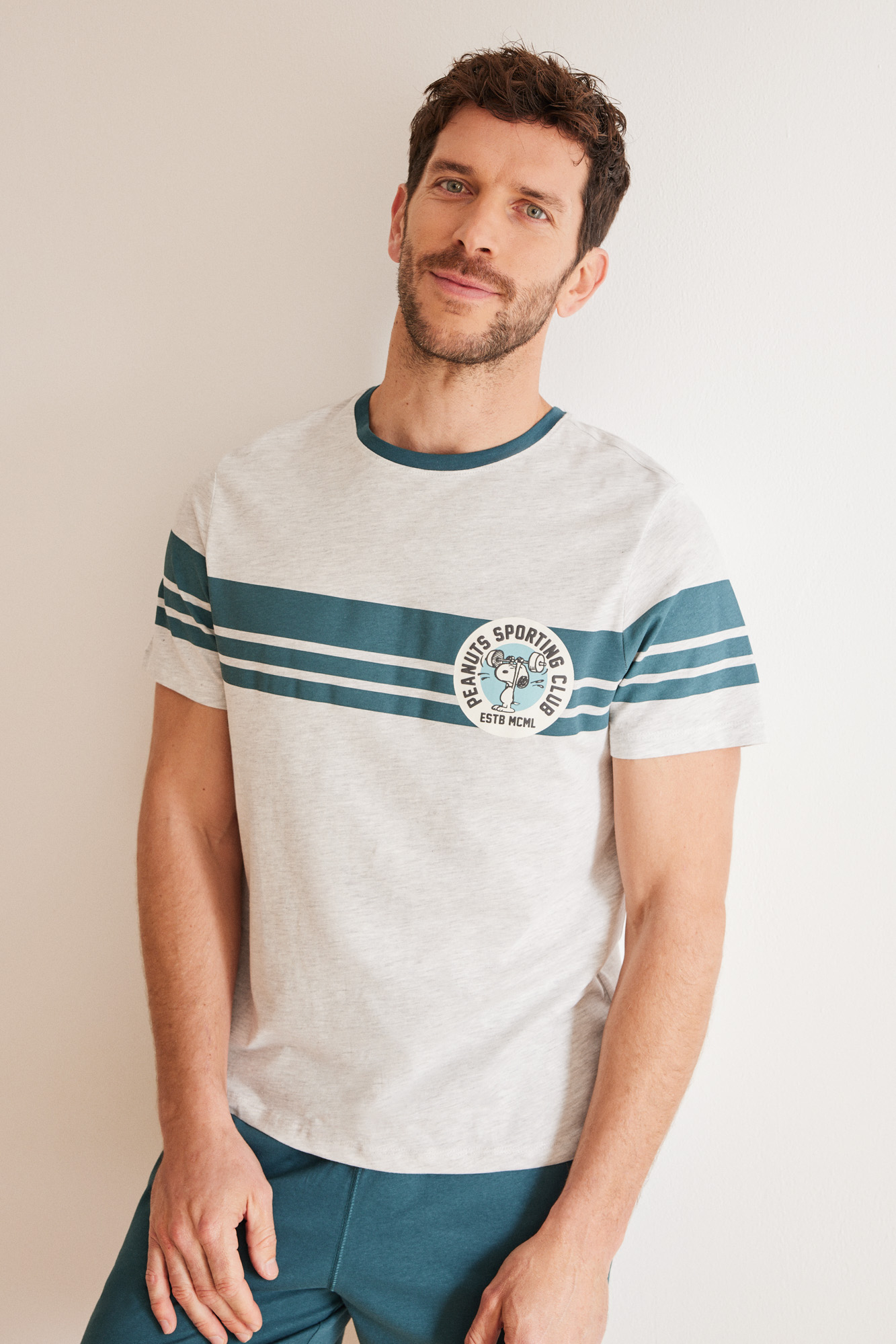 Conjunto De Pijama Corto Para Hombre En Lino Azul Frances Emanuel