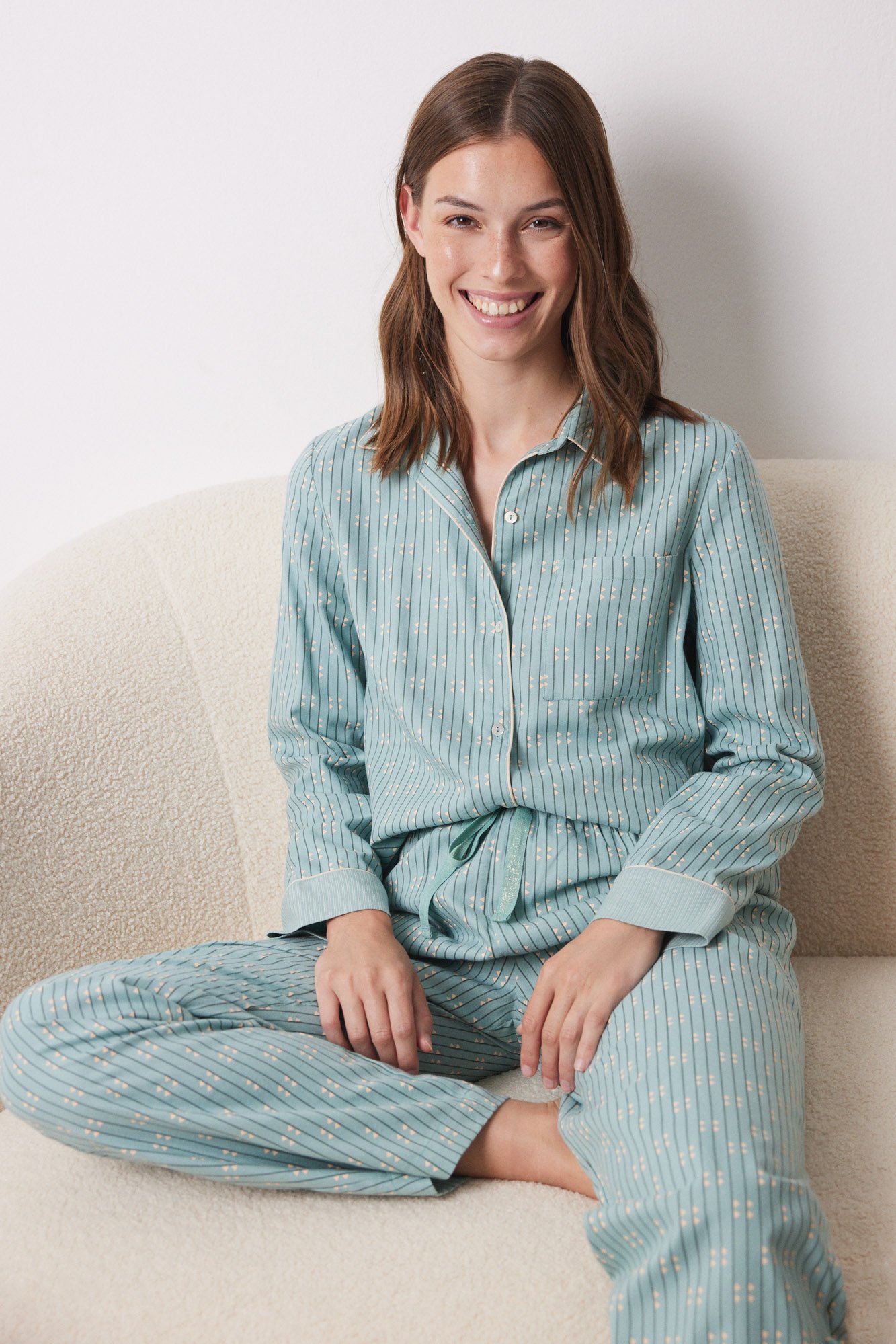 Algodón Pijama Camisero Franela Mujer Pijamas Cortos Pijamas Mujer